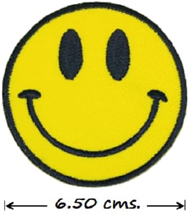 Xomise Lot od 6 kom. Okrugli žuti osmijeh suočavaju se sa velikim očima retro hipi DIY glačalo na izvezenim zakrpama