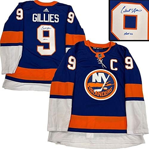 Clark Gillies potpisao je New York Islanders Adidas Pro Jersey W / Hof natpis - autogramirani NHL dresovi