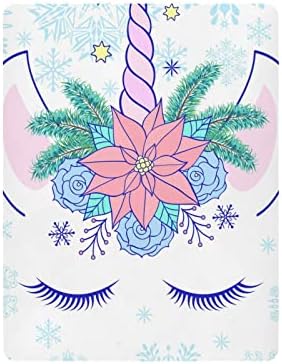 Alaza jednorog cvjetni božićni snježni listovi sa snježnim pahuljicama ugrađeni bassinet list za dječake dječje djevojke, mini veličine
