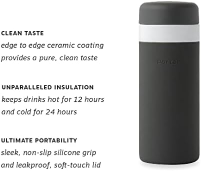 W & P Porter izolirani Tumbler 20 oz | Nema metalnih beste keramike za vodu, kafu, i čaj | Široki izolirani vakuum u usta | Perilica