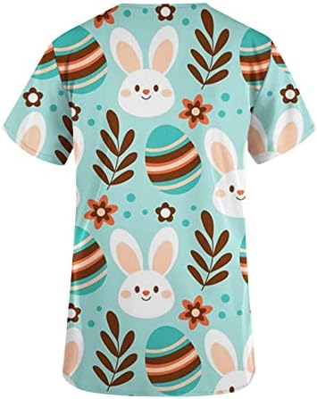 Top Shirt za dame kratki rukav V izrez cvijet grafički slatka životinja nošnje Osnovni piling sretan poklon Uskrs Egg Top