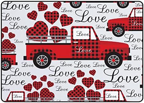 Tsingza Mekani prostirci veliki predjela, ljubavni kamion srce uzorka udobnog zatvorenog tepiha, za bebe Reprodukcija za dnevni boravak Spavaća soba Kuća za kućno dekolska mat 60x39inch