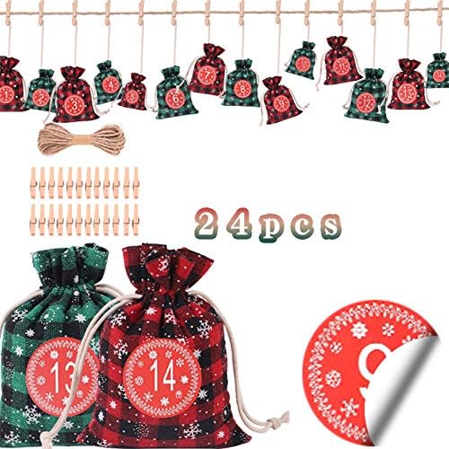 Weimay Božić Advent Kalendar 24 dana Burlap viseći Advent kalendari Candy poklon torbe DIY Božić odbrojavanje Božić dekoracije za