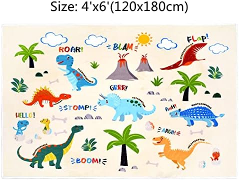 Ustide Dinosaur Kids Pupce 4'x6 ', super mekane životinje Dječji prostirke Fluffy dječji rug za spavaću sobu Dječja puzavica
