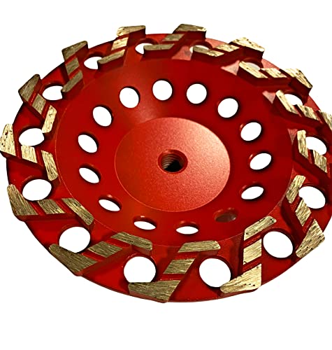 7 '' Agresivni kotač za brušenje # 18/20 Diamond 5/8 '' - 11 sjenica za beton, epoksidno, crveno