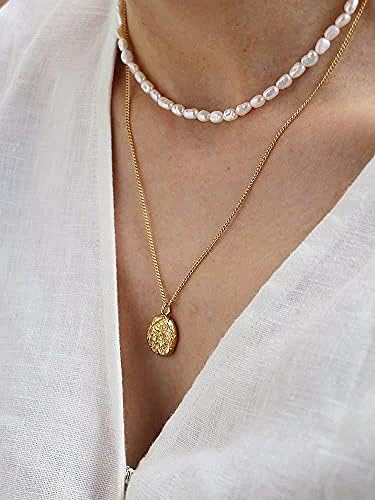 Biserne ogrlice za žene-Pearl choker ogrlica pramenovi kratki sitni podesivi lanac ručno rađeni Vintage Nakit za žene