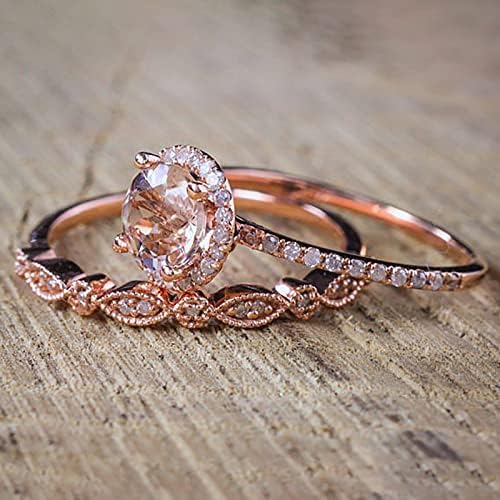 2023 Elegantne žene Rose Gold ispunjeni morgatin ružičasti dragi montažni prsten za svadbene prstene povezane prstenove
