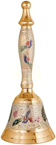 DCVCRAFT Brass Puja Bell za dom Mandir - šareno zvono za božićne / hinduiste festivale | Gravirani Meenakari Rad - 7 inčni visoki