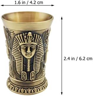 Zerodeko Vintage Egipatski Koktel Whisky Cup: Mala Čaša Za Vino Metalna Čaša Za Piće Pehar Zlatna Legura Egipatska Gravura Shot Glass