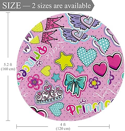 Llnsupply 5 FT okruglica s niskim pileom Igralište, srčana zvezda princeza ružičasta beba puzeći podne prostirke igra Play pokrivač dečje dečje dečje tepih Playmat